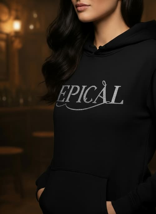 Sudadera negra mujer Épical Logo plateado