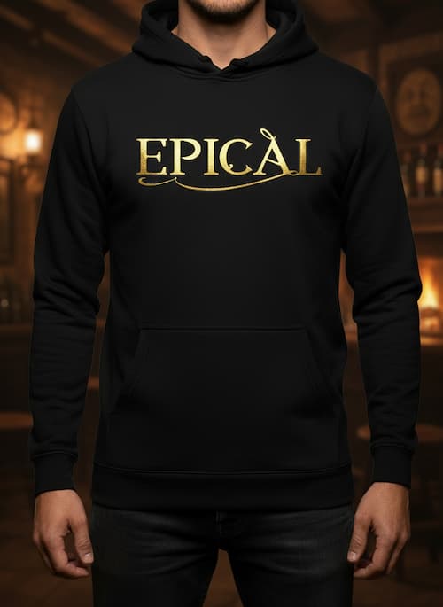 Sudadera Negra Hombre Logo Dorado