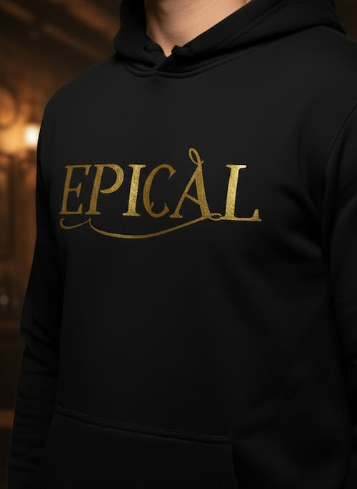 Sudadera Negra Hombre Logo Dorado